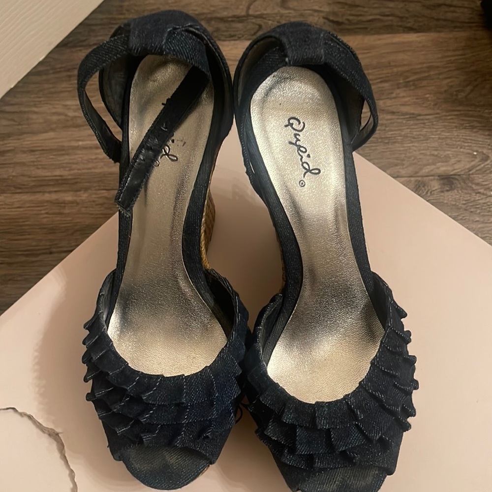 Women size 7.5 wedge denim colored